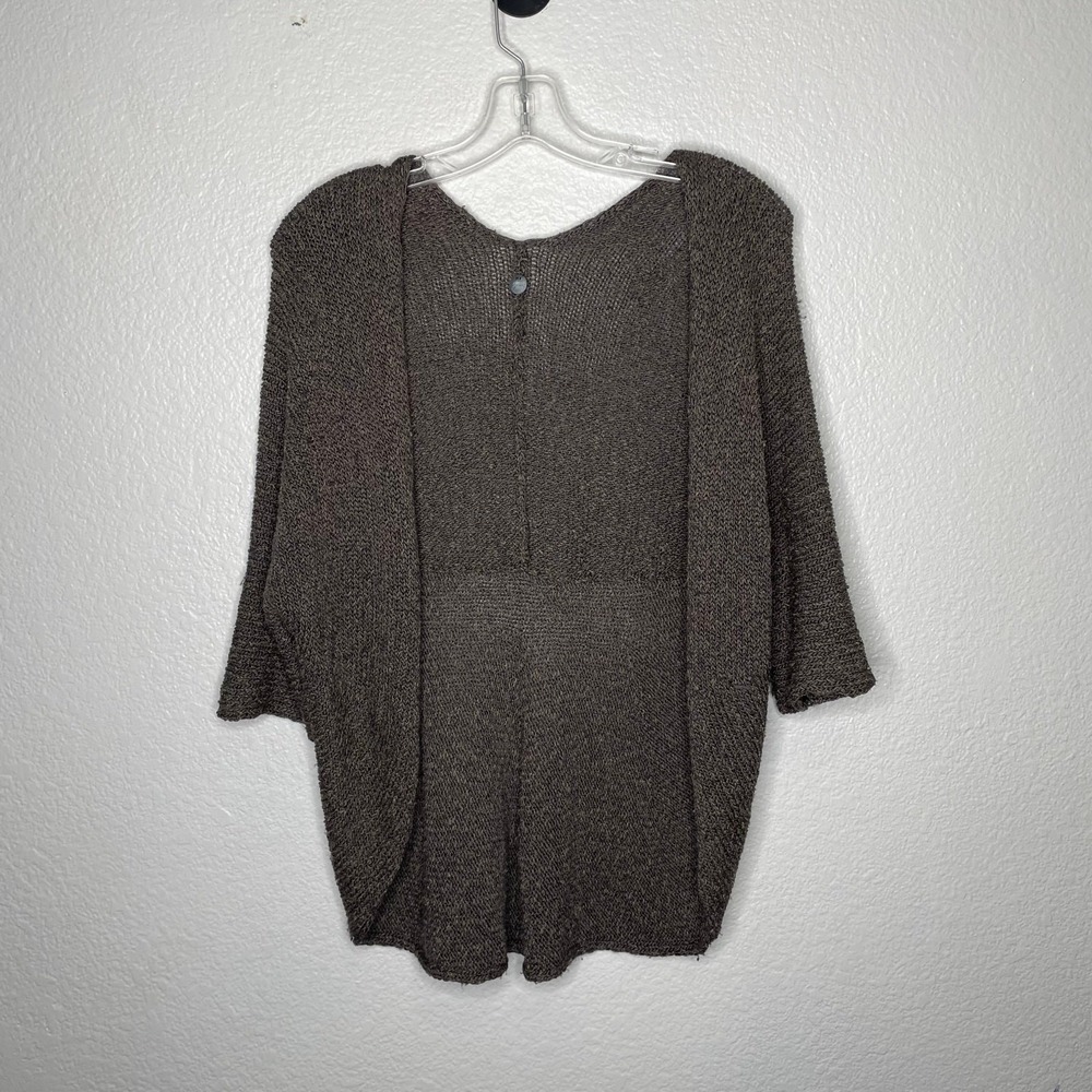 Margaret O'Leary Gray Cotton Blend Open Front Cocoon Cardigan Sweater Womens M
